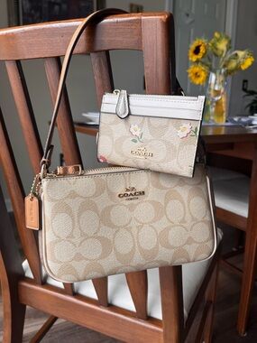 Coach Nolita Clutch Bag Signature Lt Khaki Ivory Saddle CS444 + Skinny Mini!